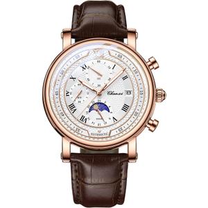 Avaner Men's Leather Strap Watches: Analog Quartz Classic Wrist Watches with Three-Eye Dials and Date