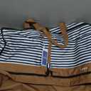 Lekesky Foldable Travel Duffle Bag for Women, 80L Large Duffel Bag with Separate Shoes Compartments & Straps, Carry On Weekend Bag for Women, Hospital, Overnight (Blue Stripes)