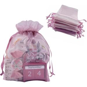 QIANF 20 Pcs 8x12 Rose Pink Sheer Organza Gift Bags with Drawstring, Large Mesh Pouch Goodie Bags Candy Jewelry Wedding Party Favor Bags Gift Wrapping Supplies