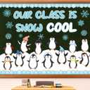 Winter Bulletin Board Decoration Set Winter Holiday Classroom Decorations Penguin Paper Cutouts Blackboard Border Christmas Bulletin Board for Xmas Holiday School Wall Door Decoration