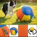 10/18/22" Calming Jumbo Ball for Dogs Durable Tear-Resistant Inflatable Big Ball Tough Herding for Play Exercise Toy with Heavy-Duty Handle Cover & Pump Fun Doggy Herding Dog Giant Tennis(A,10in)