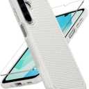 FNTCASE for Galaxy A17/A16 5G Phone Case - Samsung A17 Military Grade Drop Protection, 14ft Drop Tested, Screen Protector Included, Anti-Slip Textured, TPU+PC Dual Layer Shockproof Cover (Off-White)