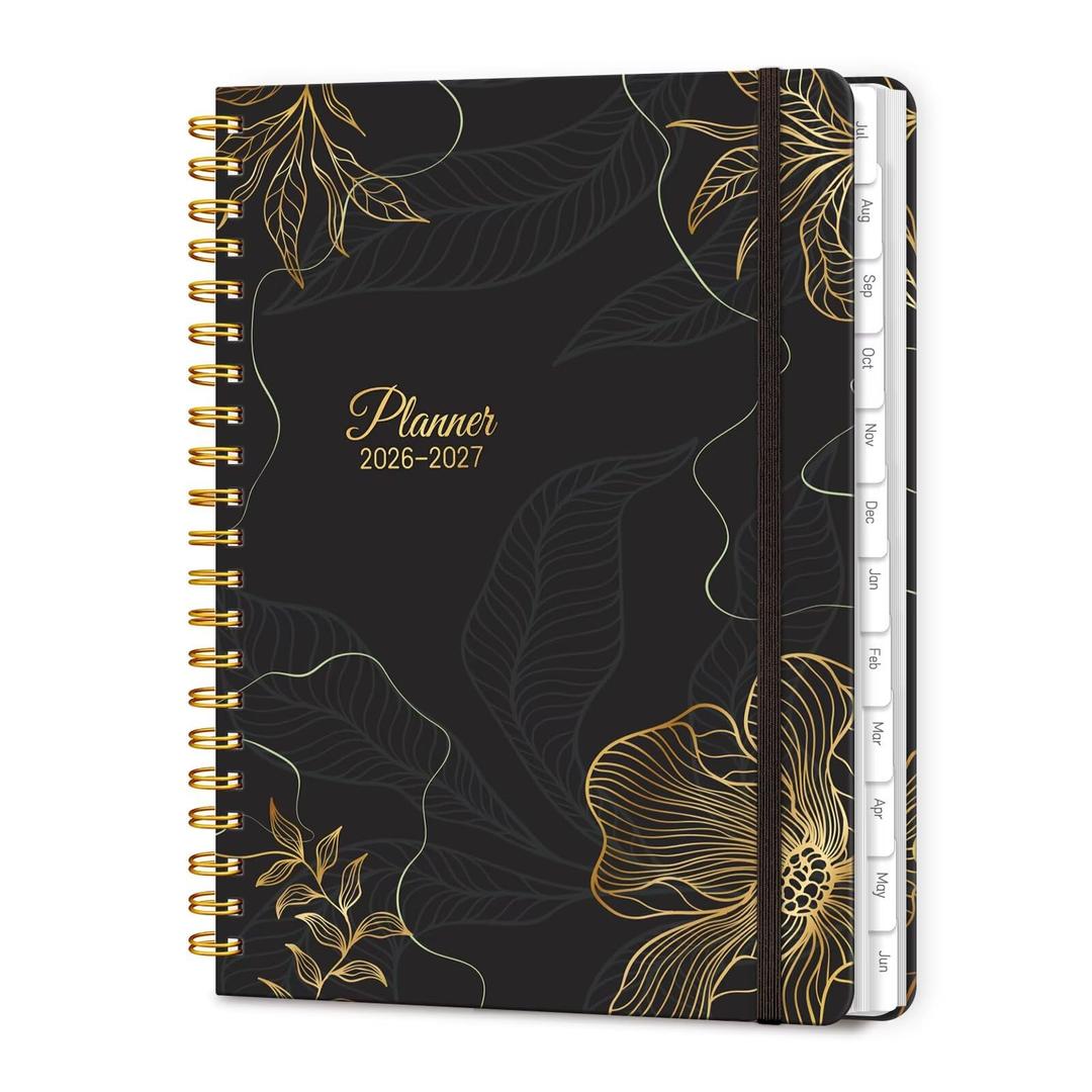 2026 Planner 8.5 x 11, Large Weekly and Monthly Planners with Tabs, A4 Spiral Bound Daily Calendar 2026 Planner, 12 Month Agenda Organizers from Jan. to Dec.(Black Gold)