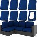 hyha 8Pcs Patio Cushion Covers, Stretch Outdoor Couch Cushion Covers Replacement, Washable Outdoor Chair/Sofa Slipcovers for Patio Furniture Cushions Protector with Elastic Bottom(Navy,Cover Only)