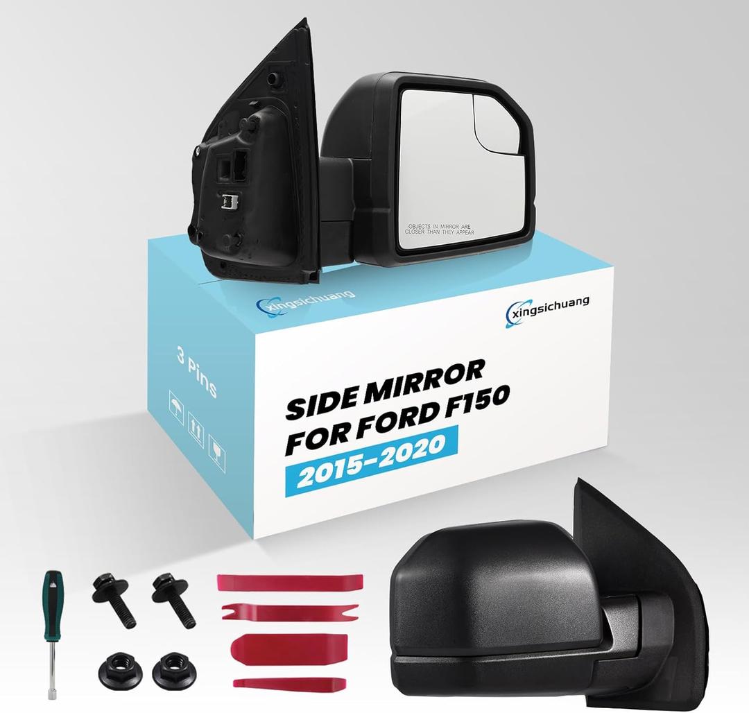 Passenger Side Power Mirror Door Mirror Manual Folding without Turn Signal Light for Ford F150 2015-2020