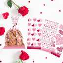 Hying 150 PCS Happy Valentine's Day Cellophane Bags with Twist Ties for Gifts, Red Pink Candy Bag Heart Cello Treat Bages Valentines Treat Bags for Cookie Candy Goodies Wrapping Supplies