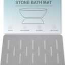Extra Large Stone Bath Mat, 31.5'' x 20'' Diatomaceous Earth Stone Mat, Non-Slip Shower Rug, Quick Drying Stone Mats for Large Bathroom, Quick Drying, Easy to Clean (Light Grey)