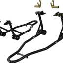Motorcycle Stand Lift Front Rear Wheels Lift 900LBS Capacity with u+l Adjustable Swingarm Spool, Black
