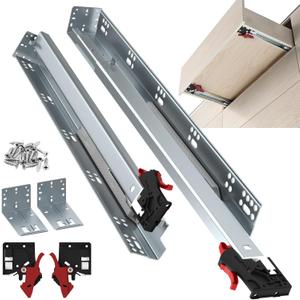 ToBeGreat 1 Pair Undermount Drawer Slides 18 Inch 80 lb Load Capacity Soft Close Full Extension Ball Bearing Hidden Bottom Mount Rails Locking Devices Concealed Runners(with Bracket)