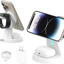 Wireless Charger Compatible with Mag-Safe,3 in 1 Charging Station for iPhone17/16/15/14/13/12 Series, Apple Watch,AirPods,15W Fast Charging (Adapter Included) (White)