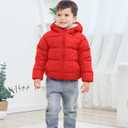 BFUSTYLE Toddler Winter Coats Hooded Infants Fleece Jacket Thickened Jacket for Baby Girls Boys 1-5T (Red)