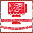 VitalCozy 4 Pack 59 ft Mexican Papel Picado Banner Plastic Mexican Talavera Party Fiesta Banner Wedding Hanging Decorations for Cinco De Mayo Cielito Lindo Party Supplies(Red)