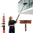 28FT Reach Window Squeegee Kit with Extension Pole, 2-in-1 Window Squeegee