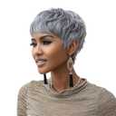 DOcute Pixie For Black Women Bob Pixie Wig Short Wigs Pixie Cut Wigs For Black Women Short Synthetic Salt And Pepper Hair（Grey）