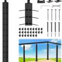 CKE L-Drilled Corner Post 36" (Post 35"x2"x2"), Adjustable Top Cable Railing Corner Post, 90 Degree Drilled Corner Post with Cable Grommets,Stainless Steel Black Finish Corner Deck Post, CP01