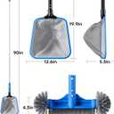 Sepetrel Deluxe Swimming Pool Cleaning Kit Including Half-Deep Fine Mesh Pool Leaf Skimmer Net,12" Round Pool Brush Head & 70.5" Pole, for Above Ground Pools,Ponds,Spas,Hot Tubs
