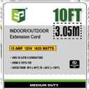 EP 10 Ft Outdoor Extension Cord - 16/3 SJTW White Electrical Cable with 3 Prong Grounded Plug