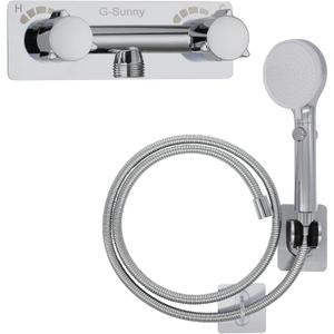 RV Shower Faucet with Hose and shower Head,Metal camper shower faucet Replacement,On-Off Shower Head with Hose Guide Ring and Shower Holder for RV, Camper, Motorhome (on/off switch, Chrome)
