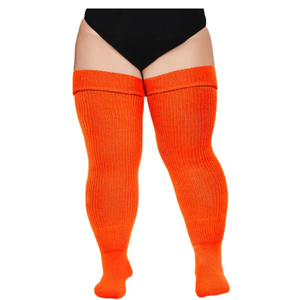 Moon Wood Plus Size Thigh High Socks for Thick Thighs- Womens Knit Cotton Extra Long Over the Knee High Socks Leg Warmer 