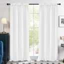 Deconovo Blackout Curtains Panels for Bedroom - Thermal Insulated Rod Pocket Room Darkening Drapes, Noise-Reducing Curtains, 42W x 84L Inch, Pure White, 2 Panels