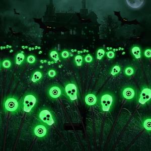 Solar Lights Outdoor, Halloween Decorations Outdoor, Scary Eyeball Lights,4PACKS 32LED, IP65 Waterproof, Halloween Decor for Garden/Yard/Patio/Lawn/Pathway(Green)