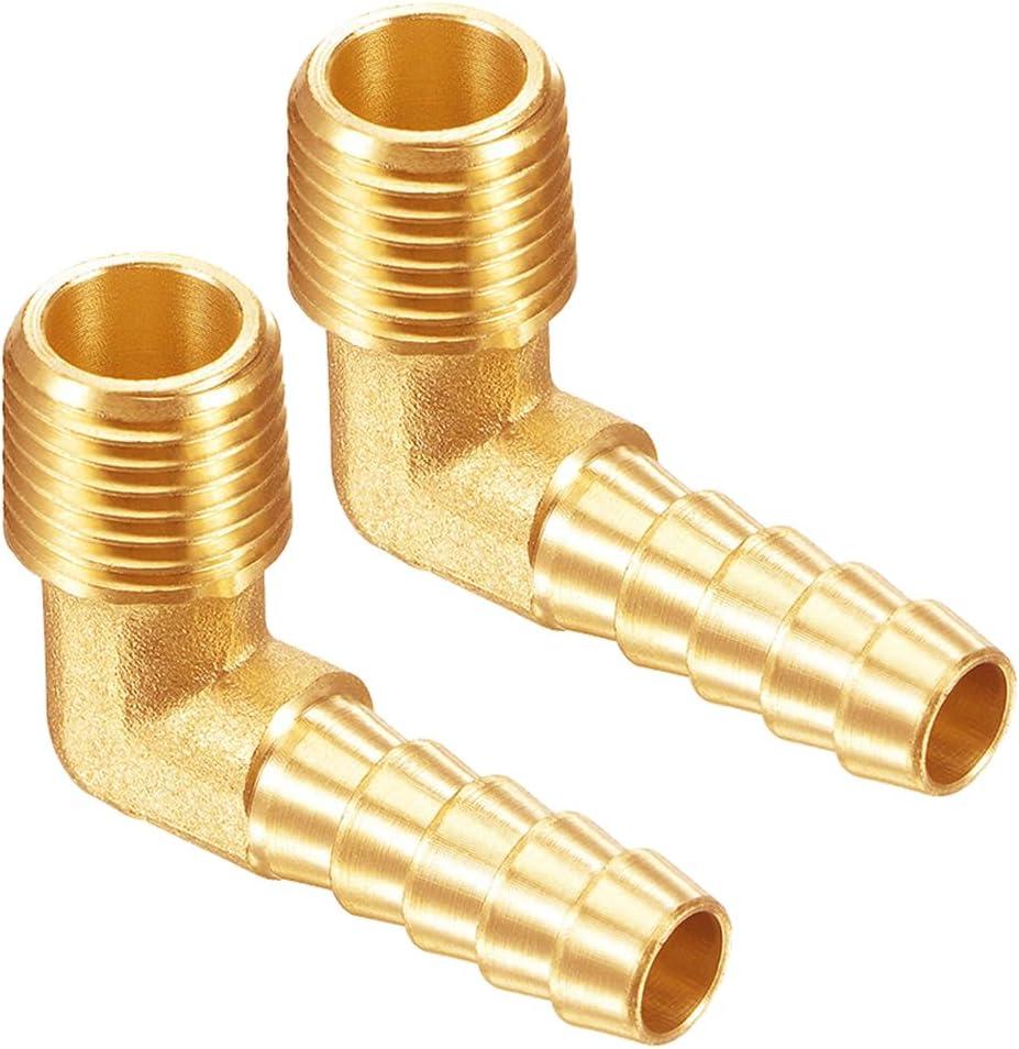 2PCS Brass 3/4" NPT Male to 3/4" Barb 90 Degrees Elbow Hose Barb Fittings Adapter Connector for Water/Oil/Gas