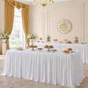 204Inch White Polyester Table Skirt for Rectangle tables 6ft(Full Cover), Wrinkle Free Pleated Ruffle Cloth Table Desk Skirts 17ft for Banquet,Wedding,Trade,Baby Shower,Display Gift Dining Tables (204" x 30" (Rectangular)