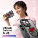 FUNMIKO for iPhone 14 Pro Case Military-Grade Protection & Wireless Charging - Trendy Floral Design for Women Girls, Non-Slip Matte Phone Cover with Shockproof Corners - Blooming Red Rose