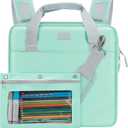 Realove 3 Inch 3 Ring Zipper Binder with Double Shoulder Strap & Handle - 3 D-Ring Binder with Zipper with Multi-Pocket (for 13 Laptop & Tablet and Smaller) for School-Light Blue(Pen not Included)