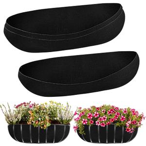 3PCS 30 Inch Planter Basket Liners Fabric Window Box Liners Felt Trough Planter Liner Replacement Black Flower Basket Liner Non-Woven Hanging Plant Liner for Planters Garden Fence - Avoid Bird Nesting