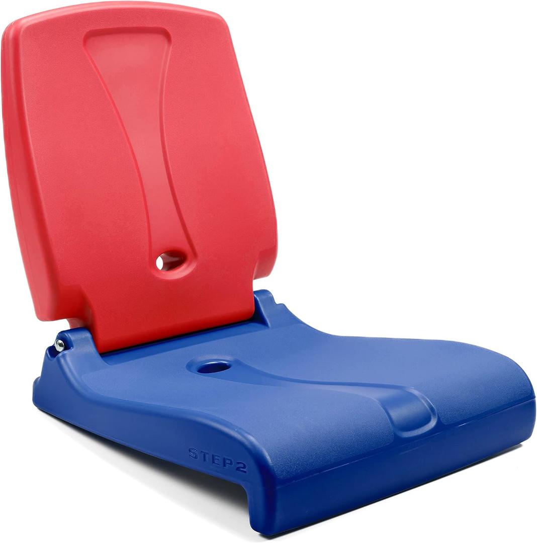 Step2 Folding Flip Seat, Lightweight Portable Outdoor Chair for Poolside, Camping, Beach, Boats, Tailgates, Durable Ground Chair with Back Support for Adults, Red & Blue, 1 Pack
