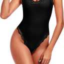 Womens Lace Body Suits Square Neck Body Suit Sexy Backless Thong Cami bodysuit Spaghetti Strap Going Out Tops, XL