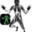 SIZGAROOT Scary Halloween Costumes for Boys Kids Shadow Demon Costume Halloween Party Dress Up, Glow in the Dark (8-10 Years, Black)