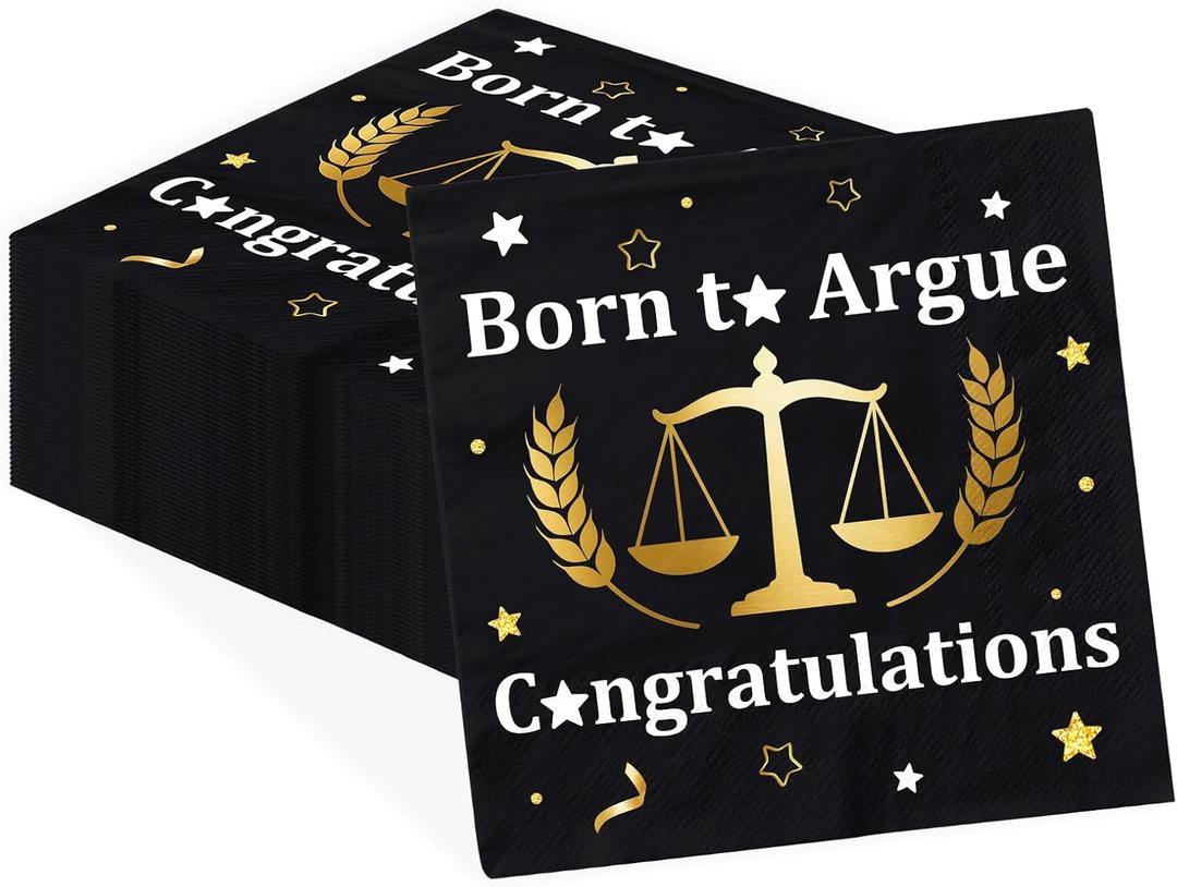 100 Pcs Born to Argue Paper Napkins 6.5 x 6.5 Inch 2 Ply