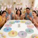 Easter Party Game Set, Includes 10 Plates 10 Easter Eggs 1 Paper Cups and 5 Rope for Family Adult Spring Party Office Games Easter Birthday Gathering Party Supplies