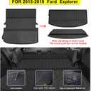 Floor Mats & Large Trunk Mat for 2015 2016 2017 2018 2019 Ford Explorer, TPE All Weather Protection Car Floor Liners with Cargo Liners & Backrest Mat Accessories