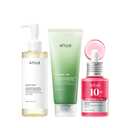 Anua 3-Step Glass Skin Beginner Kit | Oil Cleanser and Face Wash with Facial Serum, Double Cleansing Daily Routine with Niacinamide, Korean Skincare