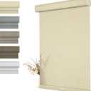 BERISSA Light Filtering Roller Shades for Windows,Cordless Roller Window Shades with Cassette Valance,Linen Roller Blinds,Thermal Insulation Window Shades for Home Door Office. Beige