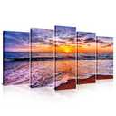 SATINO 5 Pieces Modern Large Canvas Coastal Wall Art Sun Rays Bursting Forth 