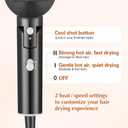Hair Dryer, 1600W Small Foldable Hair Blow Dryer, Fast Drying Compact Hair Dryer, Black