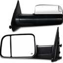 AERDM New Towing Mirrors Compatible with 2002-2008 Dodge Ram 1500 for 2003-2009 Dodge Ram 2500 3500 Pickup Truck Power Heated Side View Pair Set Black Flip-Up Side Mirror (Chrome), Standard