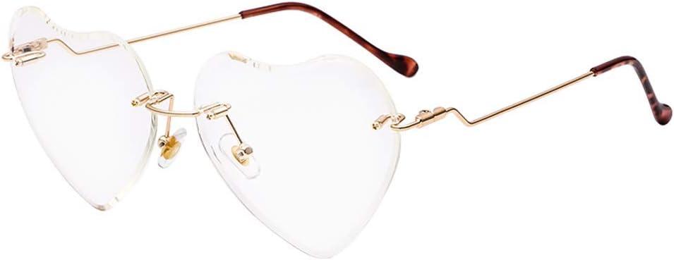 Dollger Heart Sunglasses for women Rimless Thin Metal Frame Heart shaped Sun glasses UV400 (Transparent)