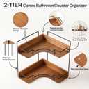 2-Tier Bathroom Counter Organizer, Wooden Corner Shelf for Vanity Countertop Skincare & Makeup, Storage and Organization for Kitchen