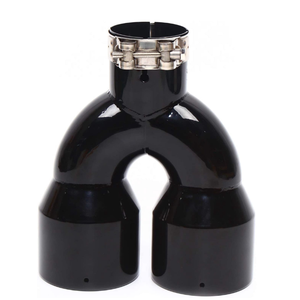 Anqidi Exhaust Pipe, 2.5" Inlet 3.5" Outlet Black Stainless Steel Car Exhaust Pipe Tail Dual Muffler Tip