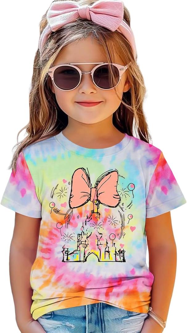 Magic Shirt for Toddler Baby Girls Magical Kingdom Tshirt Cute Castle Outfit Holiday Family Vacation Summer Tee Top (9-10 Years, Tie-dye-b)