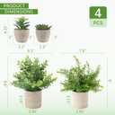 ALAGIRLS 4 Pack Small Fake Plants, 10" Artificial Plants Indoor Eucalyptus/Rosemary/Succulents, Small Faux Plants in Pulp Pot,for Farmhouse Decor, for Bathroom Bedroom Kitchen Office Living Room Decor