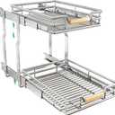 Pull out Cabinet Organizer, 2 Tiers 15"W X 21"D, Heavy Duty Smooth Sliding Under Cabinet Shelves for Pots and Pans, Full-Extension Roll out Drawers, Slide out Organization for Home Kitchen Pantry
