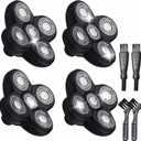 4 Pack Head Shaver Replacement Blades, 5 Blades Shaver Replacement Heads for Bald Men Universal Head and Face Electric Razor Kit with 4 Cleaning Brushes