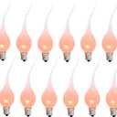 12 Pack Valentines Silicone Dipped Candle Light Bulbs, 1 Watts Valentine's Day Decoration Replacement Bulbs for Night Lights, Electric Window Candles, Chandelier, C7/E12 Candelabra Base, 120V