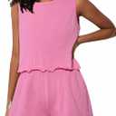 Girls' Summer 2 Piece Outfits Wide Leg Shorts Sets and Sleeveless Tank Tops Hot Pink 11-12Y (Pink)